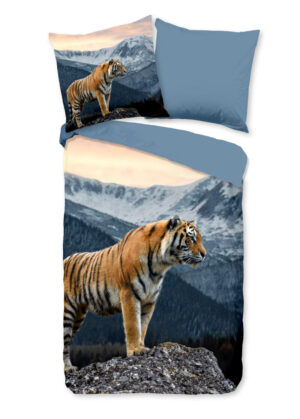 Pure dekbedovertrek tijger in de bergen - Multicolor - 135 x 200 cm - 100% Polyester