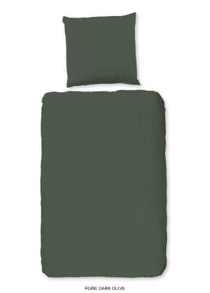 Pure dekbedovertrek - Groen - 135 x 200 cm - 100% Polyester - kussensloop 80 x 80 cm