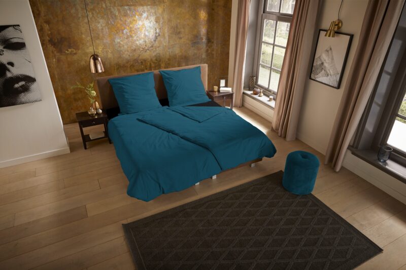 Overtrek van Pure, 135 x 200 cm, kussensloop 80 x 80 cm - Petrol