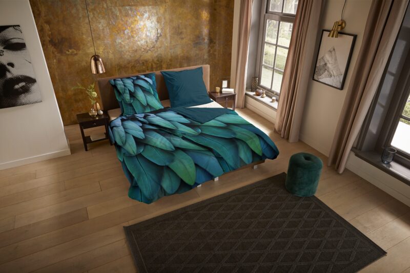 Veren overtrek van Pure, 135 x 200 cm, kussensloop 80 x 80 cm - Petrol