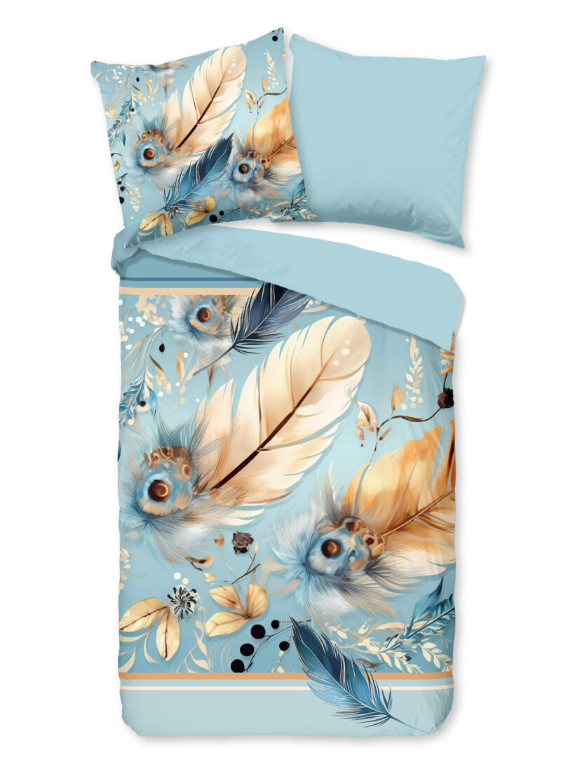 Pure dekbedovertrek veren/ oosters - Aqua - 135 x 200 cm - 100% Polyester