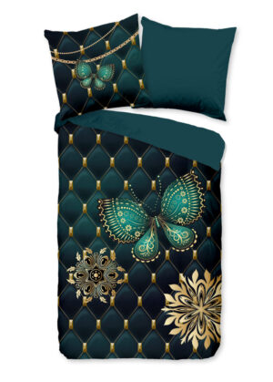 Pure dekbedovertrek vlinder - Petrol - 135 x 200 cm - 100% Polyester