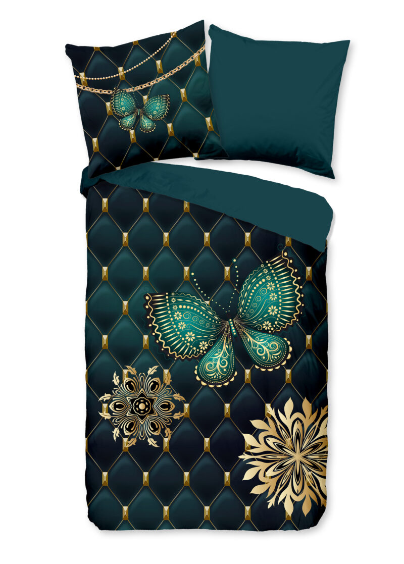 Pure dekbedovertrek vlinder - Petrol - 135 x 200 cm - 100% Polyester