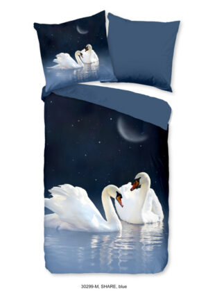Pure dekbedovertrek zwanen - Blauw - 135 x 200 cm - 100% Polyester