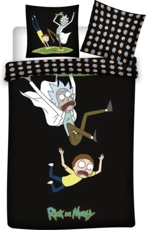 Rick & Morty dekbedovertrek Portal Travel 140 x 200 cm - Zwart - 140 x 200 cm - 100% katoen