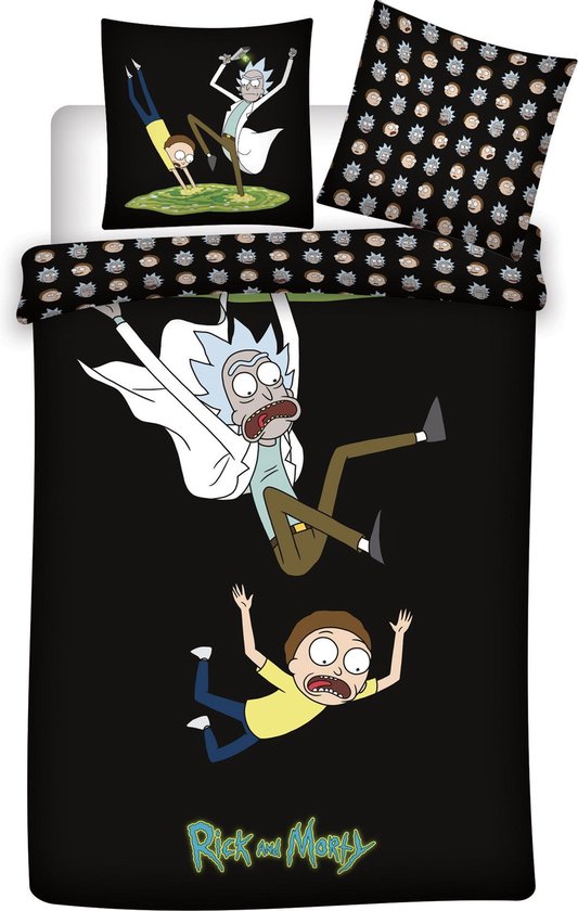 Rick & Morty dekbedovertrek Portal Travel 140 x 200 cm - Zwart - 140 x 200 cm - 100% katoen