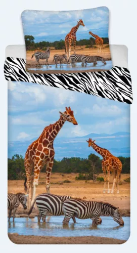 Animal Pictures dekbedovertrek Giraffe & Zebra 140 x 200 cm 70 x 90 - Multicolor - 140 x 200 cm - 100% katoen