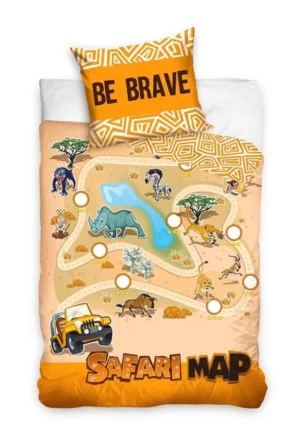 DREAMEE dekbedovertrek Safari map 140 x 200 cm Katoen - Multicolor - 140 x 200 cm - 100% katoen