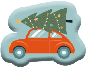 Sweet Home sierkussen kerstboom op auto 40 x 40 cm - Multicolor - 40 x 40 cm - 100% Polyester
