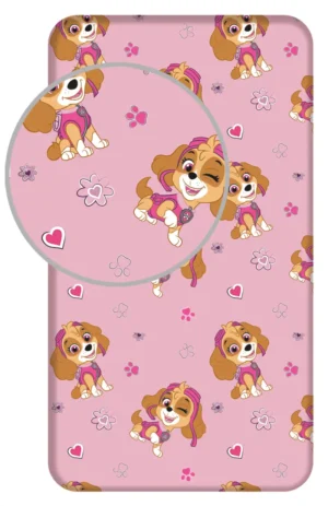 Paw Patrol hoeslaken 90 x 200 cm roze - Roze - 90 x 200 cm - 100% katoen