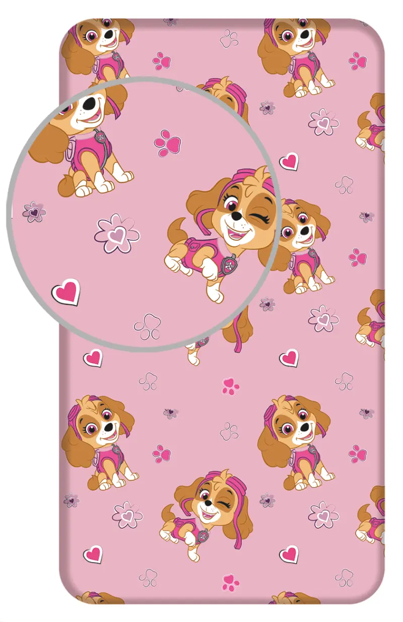 Paw Patrol hoeslaken 90 x 200 cm roze - Roze - 90 x 200 cm - 100% katoen