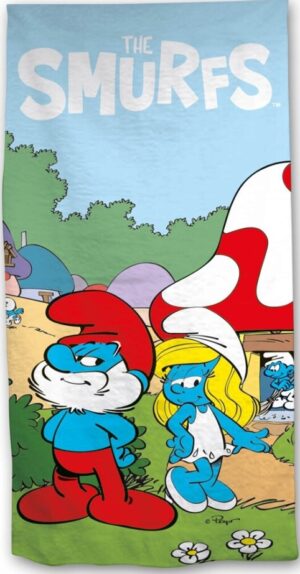 Smurfen strandlaken 70 x 140 cm polyester - Multicolor - 70 x 140 cm - 100% Polyester