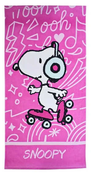 Snoopy handdoek 70 x 140 cm roze - Multicolor - 70 x 140 cm - 100% katoen