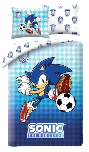 Sonic dekbedovertrek voetbal 140 x 200 cm - Blauw - 140 x 200 cm - 100% Polyester