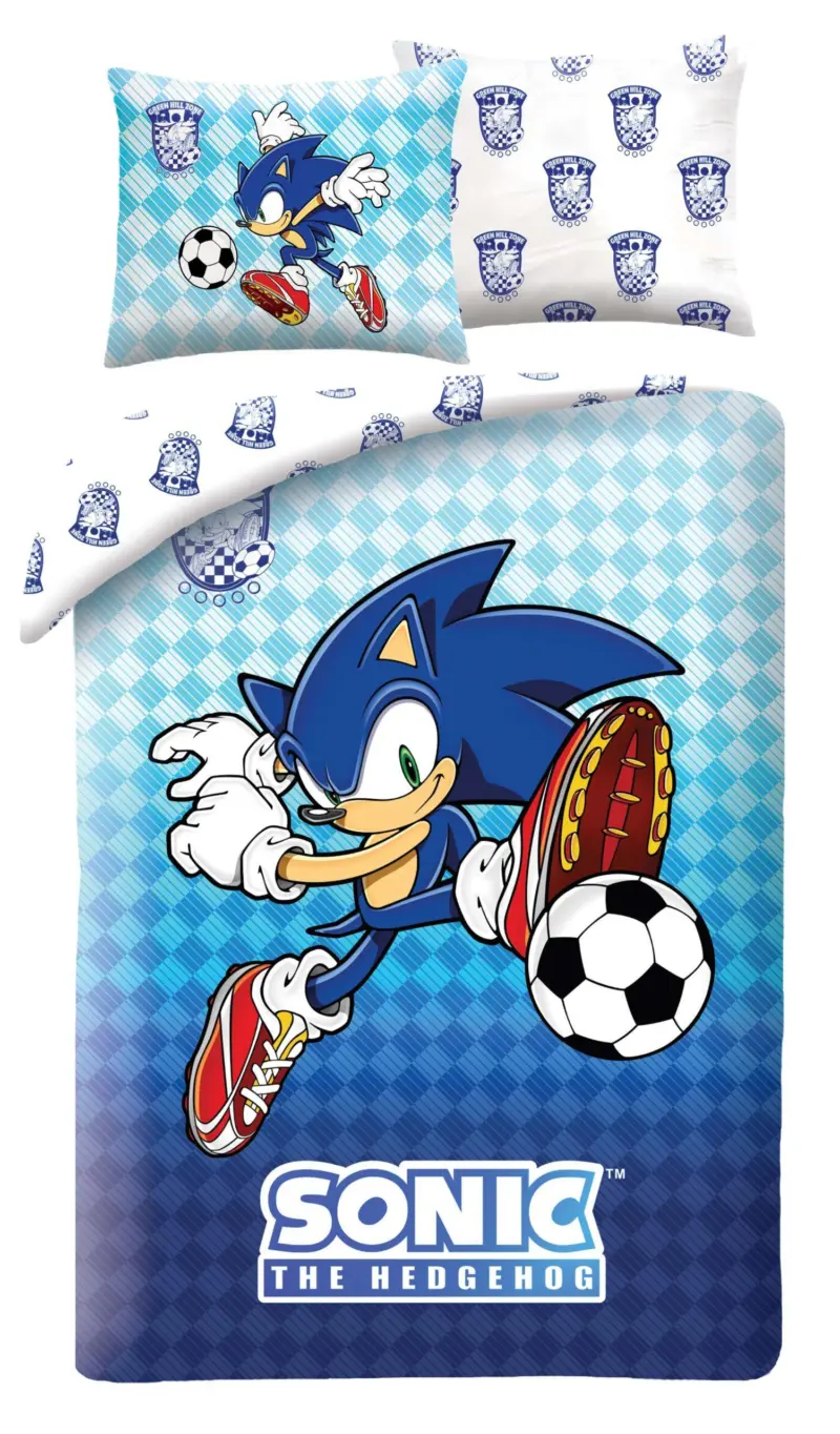 Sonic dekbedovertrek voetbal 140 x 200 cm - Blauw - 140 x 200 cm - 100% Polyester
