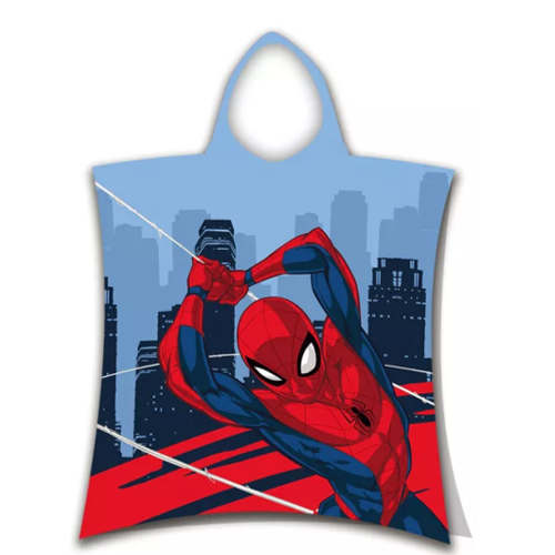 Spiderman poncho 50 x 115 cm - Blauw/Rood - 50 x 115 cm - 100% katoen