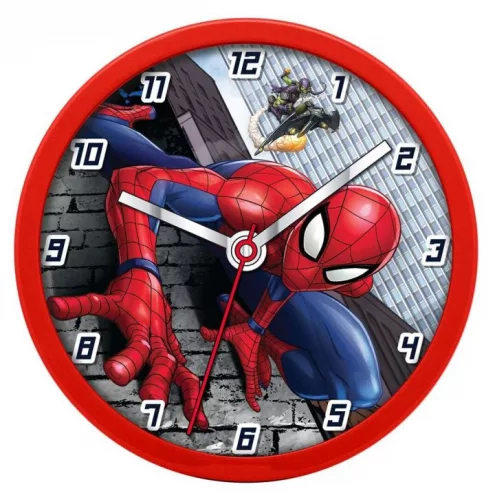 Spiderman klok 25 cm - Rood