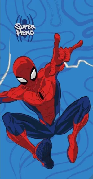 Spiderman strandlaken Super Hero 70 x 140 cm katoen - Blauw/Rood - 70 x 140 cm - 100% katoen