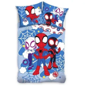 Spiderman dekbedovertrek - Lichtblauw - 100 x 135 cm - 100% katoen