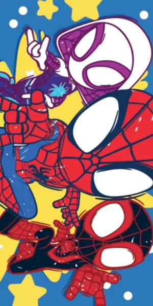 Spiderman strandlaken 70 x 140 cm katoen - Blauw/Rood - 70 x 140 cm - 100% katoen