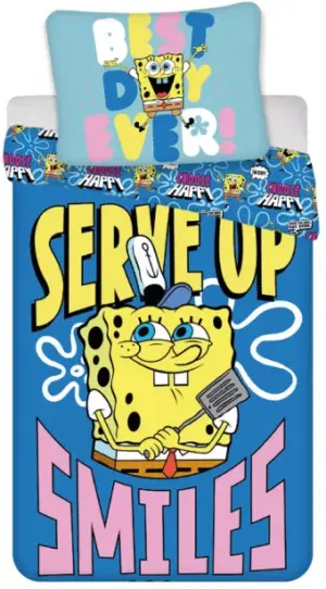 Spongebob dekbedovertrek 140 x 200 - Blauw - 140 x 200 cm - 100% katoen