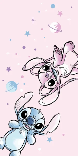 Angel - Lilo en Stitch strandlaken roze 70 x 140 cm Polyester - Roze - 70 x 140 cm - 100% Polyester