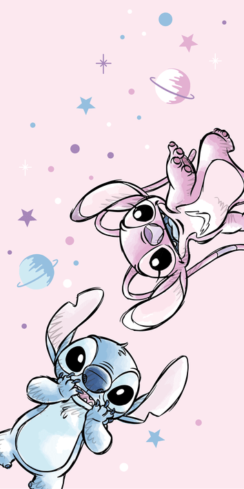 Angel - Lilo en Stitch strandlaken roze 70 x 140 cm Polyester - Roze - 70 x 140 cm - 100% Polyester
