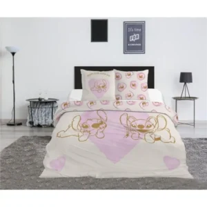 Lilo en Stitch dekbedovertrek heart 240 x 220 cm polykatoen - Roze/Blauw - 240 x 220 cm - polykatoen
