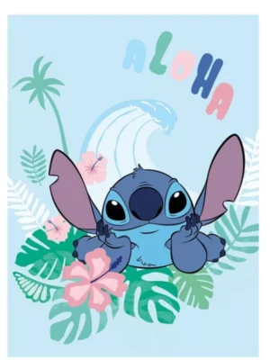 Lilo en Stitch plaid aloha blue 100 x 150 cm - Lichtblauw - 100 x 150 cm - 100% Polyester
