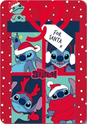 Lilo en Stitch fleece deken 100 x 140 cm - Rood - 100 x 140 cm - 100% Polyester