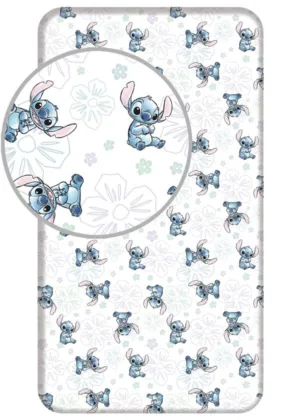 Lilo en Stitch hoeslaken Ohana wit - Wit - 90 x 200 cm - 100% katoen