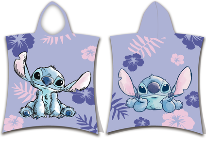 Lilo en Stitch poncho Leafs 50 x 115 cm - Paars - 50 x 115 cm - 100% katoen