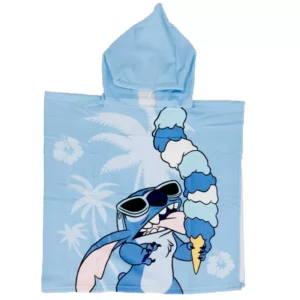 Lilo en Stitch poncho ijsjes 55 x 110 cm - Blauw/Wit - 55 x 110 cm - 100% Polyester