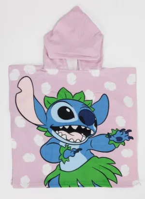 Lilo en Stitch poncho roze 55 x 110 cm - Roze - 55 x 110 cm - 100% Polyester