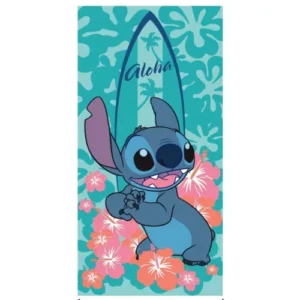 Lilo en Stitch strandlaken Surfing 70 x 140 cm Polyester - Blauw/Groen - 70 x 140 cm - 100% Polyester
