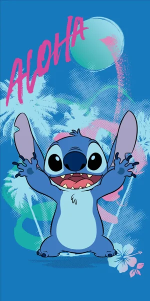 Lilo en Stitch strandlaken aloha blauw 70 x 140 cm Katoen - Blauw - 70 x 140 cm - 100% katoen