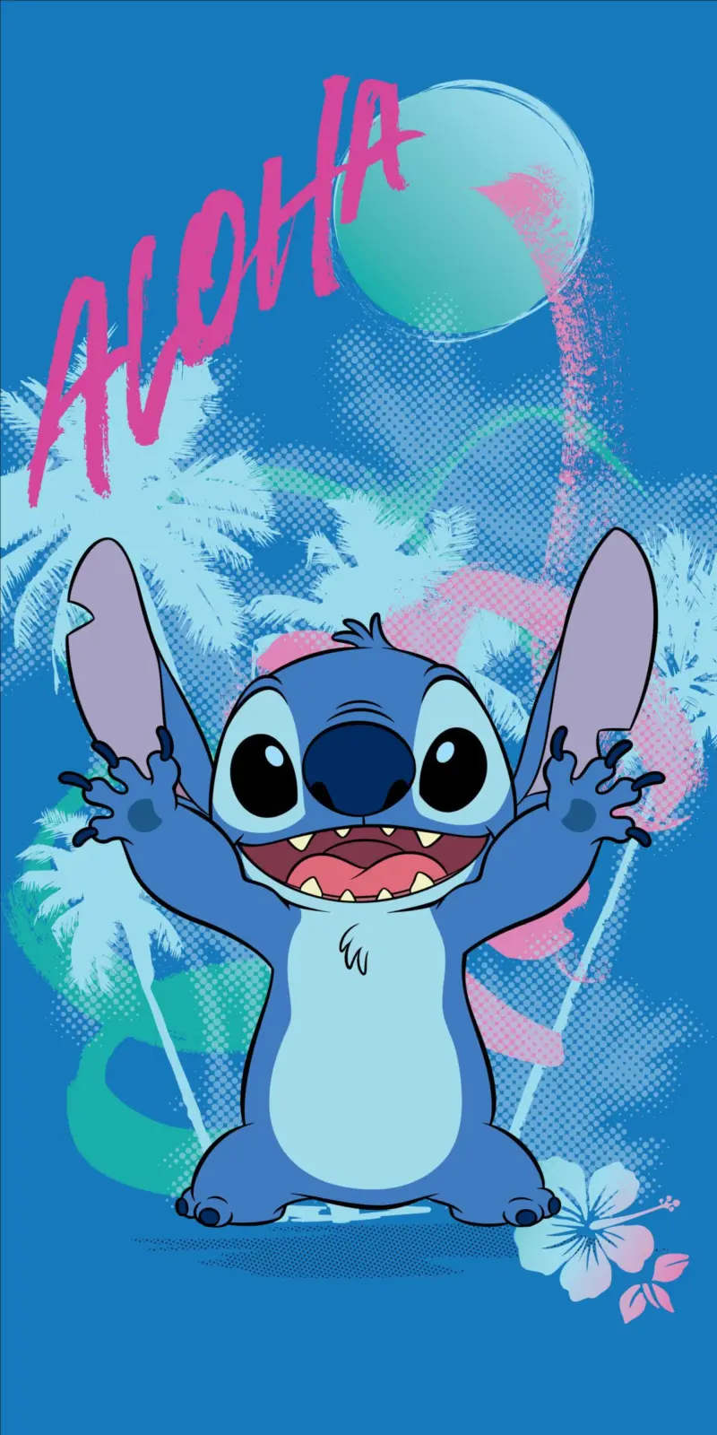 Lilo en Stitch strandlaken aloha blauw 70 x 140 cm Katoen - Blauw - 70 x 140 cm - 100% katoen