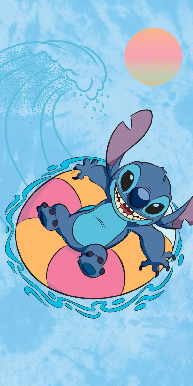 Lilo en Stitch strandlaken chill blauw 70 x 140 cm Katoen - Blauw - 70 x 140 cm - 100% katoen