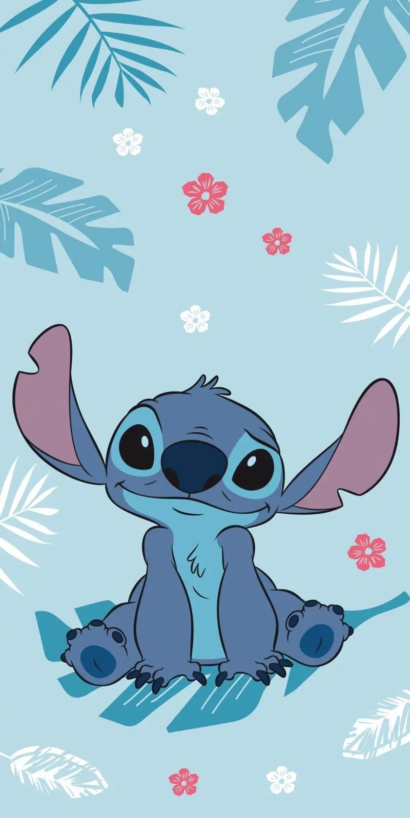 Lilo en Stitch strandlaken lichtblauw 70 x 140 cm Katoen - Roze - 70 x 140 cm - 100% katoen