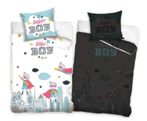 Super Boy dekbedovertrek Glow in the Dark - Wit - 140 x 200 cm - 100% katoen