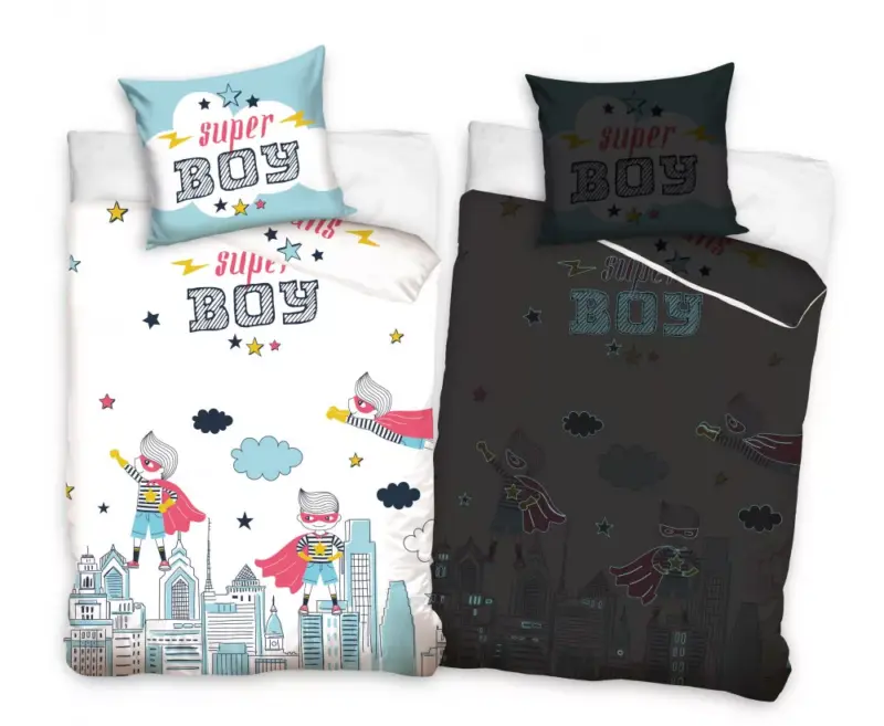 Super Boy dekbedovertrek Glow in the Dark - Wit - 140 x 200 cm - 100% katoen