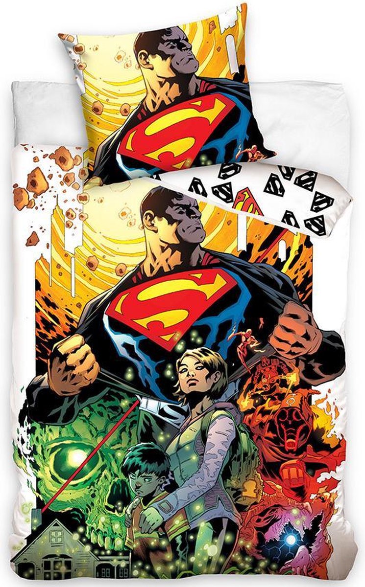 Superman dekbedovertrek Comic Hero 140 x 200 cm - Zwart - 140 x 200 cm - 100% katoen