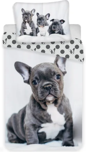 Sweet Home dekbedovertrek Bulldog - Groen - 140 x 200 cm - 100% katoen