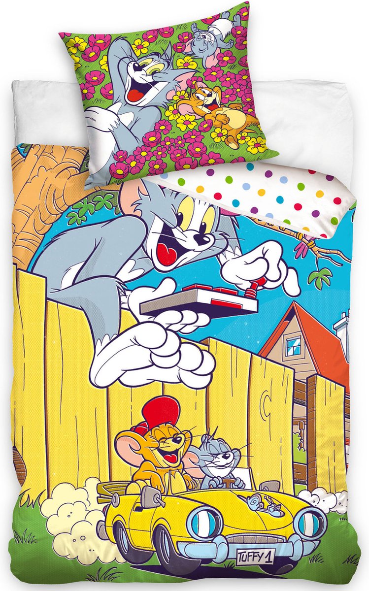 Tom & Jerry dekbedovertrek Happy - Multicolor - 140 x 200 cm - 100% katoen