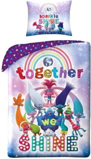 Trolls dekbedovertrek Together we Shine! 140 x 200 cm - Paars - 140 x 200 cm - 100% katoen