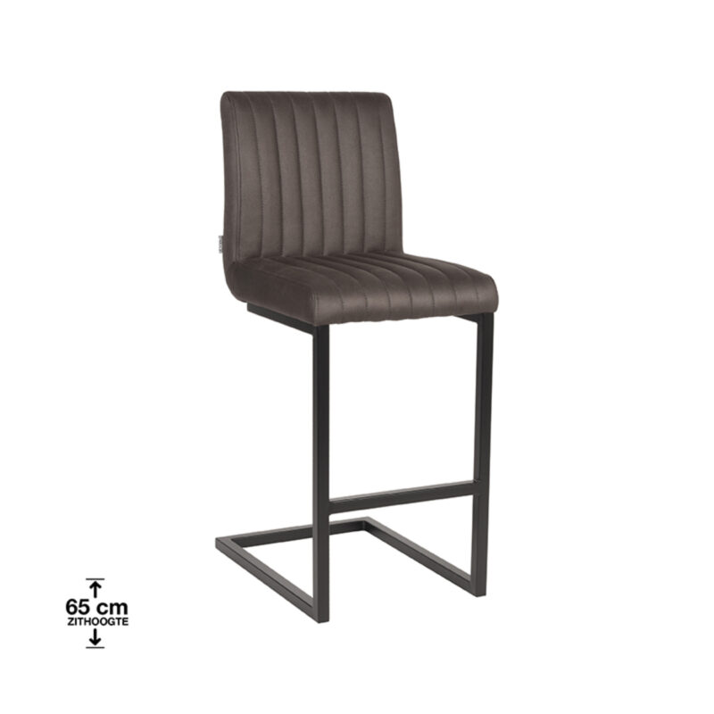 LABEL51 Barkruk Milo - Antraciet - Microfiber - Zithoogte 66