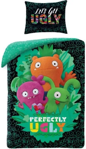 Ugly Dolls dekbedovertrek Perfectly Ugly 140 x 200 cm - Groen/Zwart - 140 x 200 cm - 100% katoen