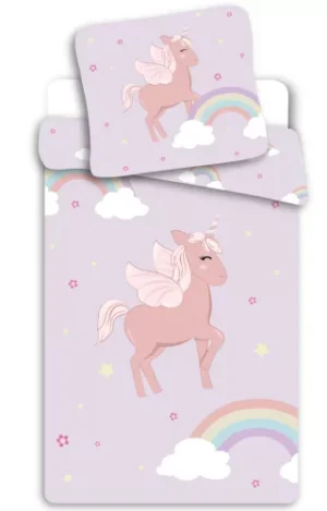 Unicorn dekbedovertrek Rainbow - Groen - 140 x 200 cm - 100% katoen