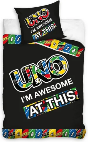 Uno dekbedovertrek zwart 140 x 200 cm - Zwart - 140 x 200 cm - 100% katoen