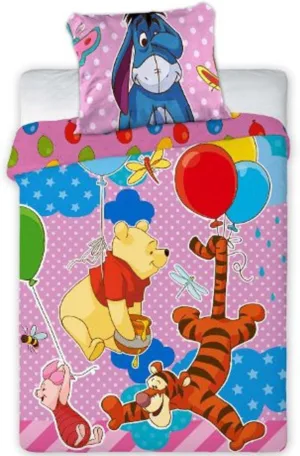 Disney Winnie The Pooh dekbedovertrek - Roze - 100 x 135 cm - Katoen